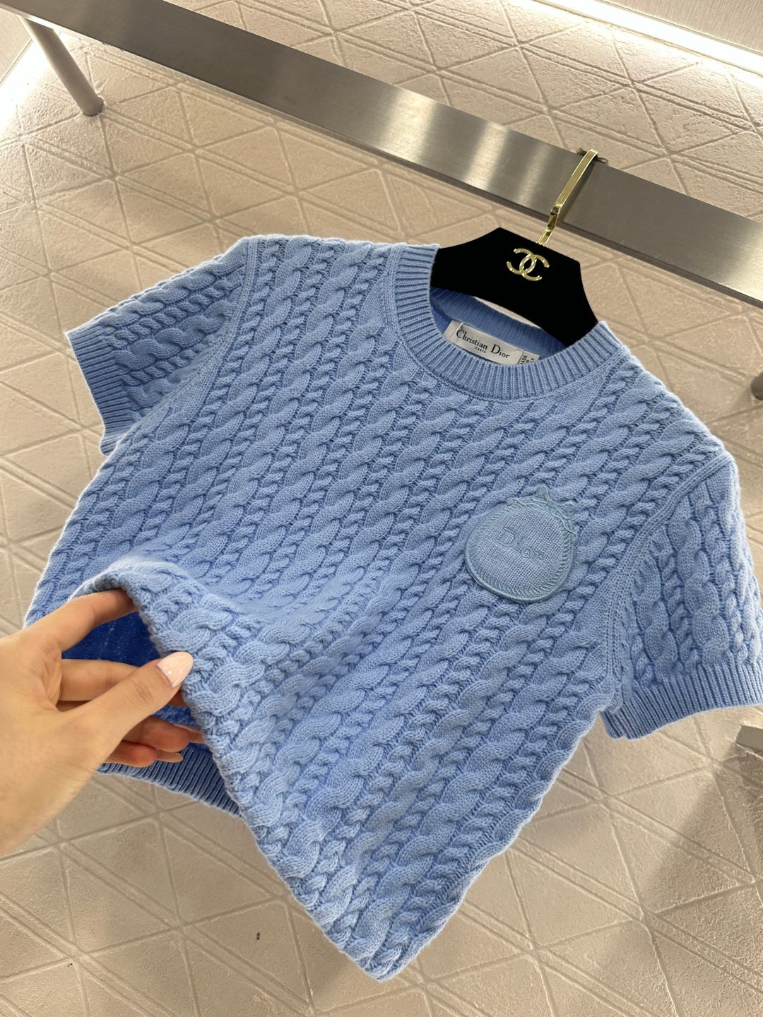 Cable Knit Short-Sleeve T-Shirt