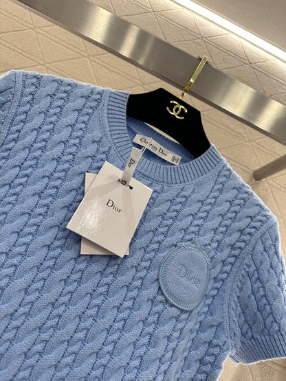 Cable Knit Short-Sleeve T-Shirt