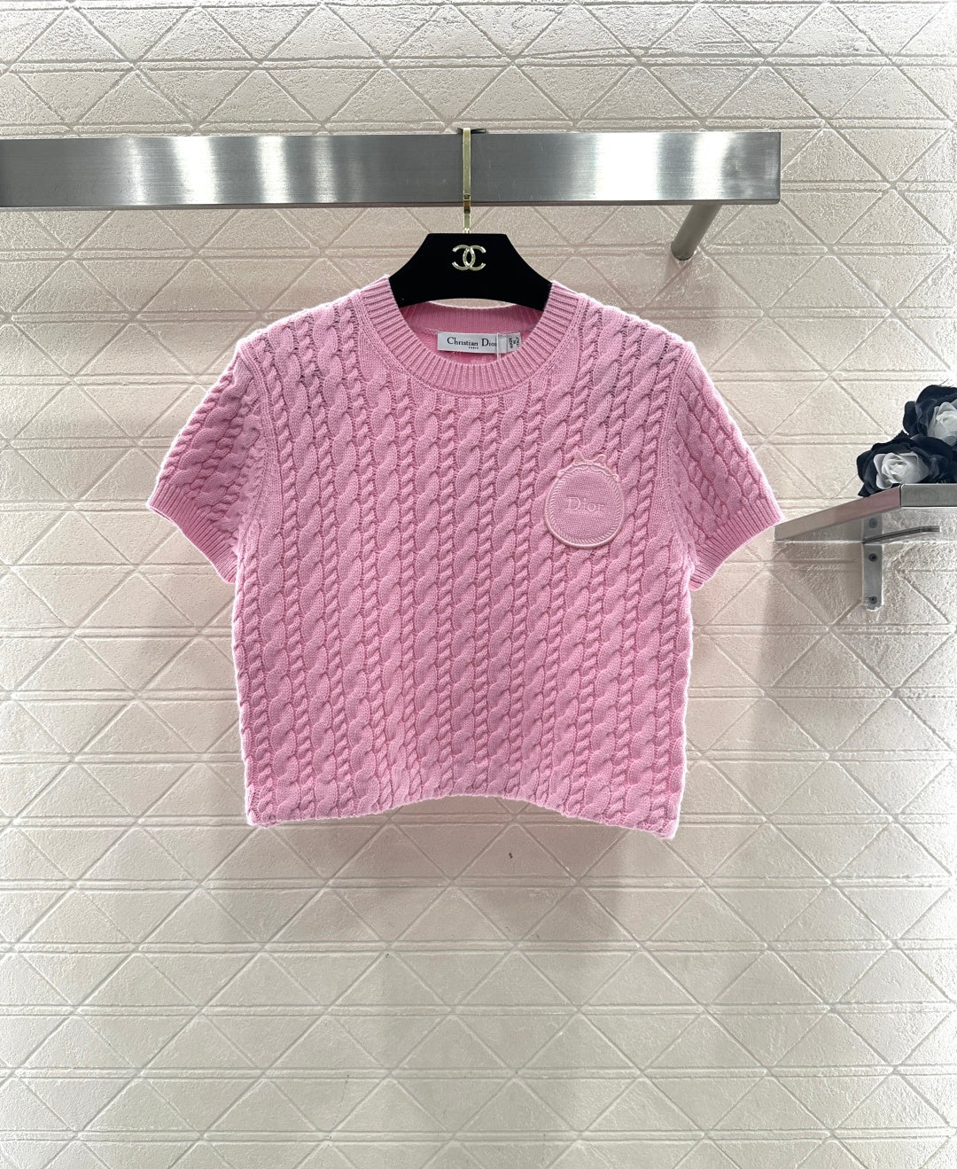 Cable Knit Short-Sleeve T-Shirt