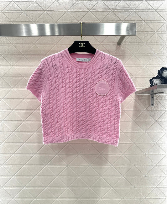 Cable Knit Short-Sleeve T-Shirt