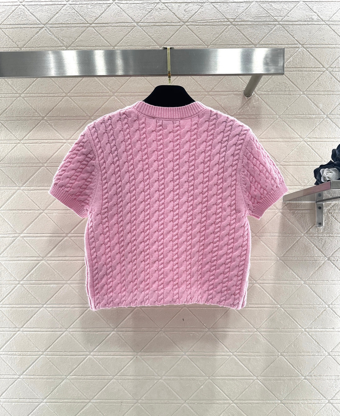 Cable Knit Short-Sleeve T-Shirt