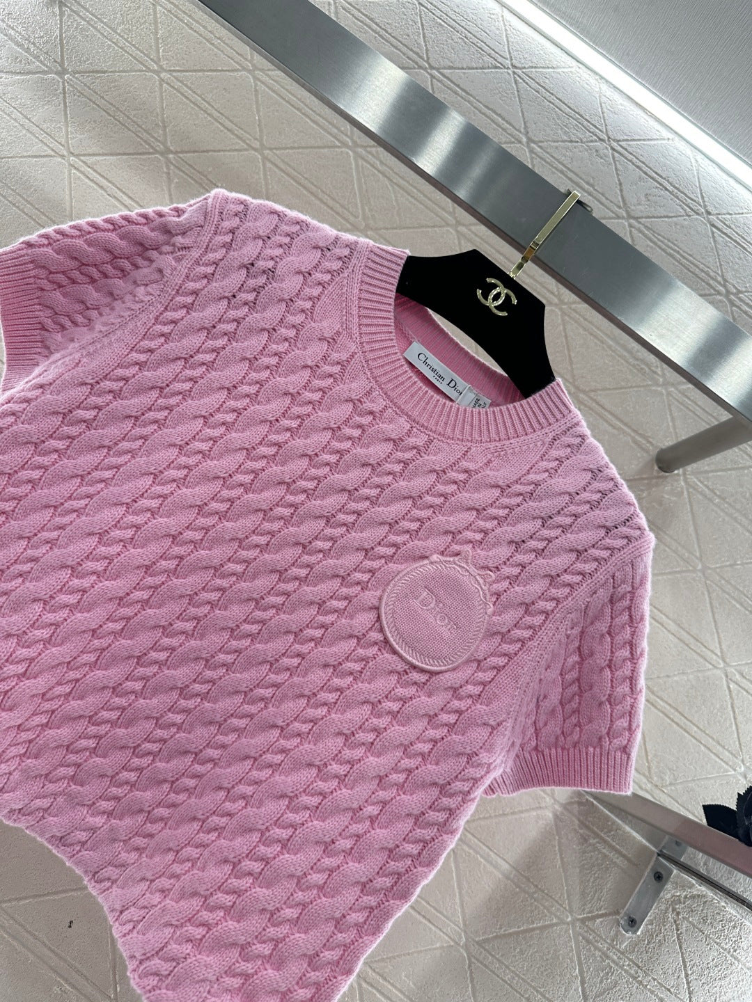 Cable Knit Short-Sleeve T-Shirt
