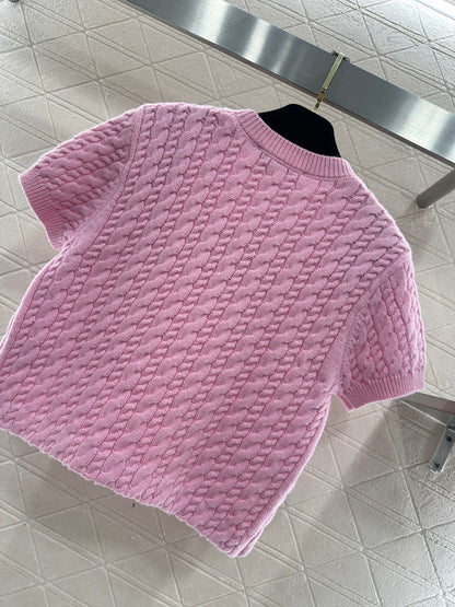 Cable Knit Short-Sleeve T-Shirt