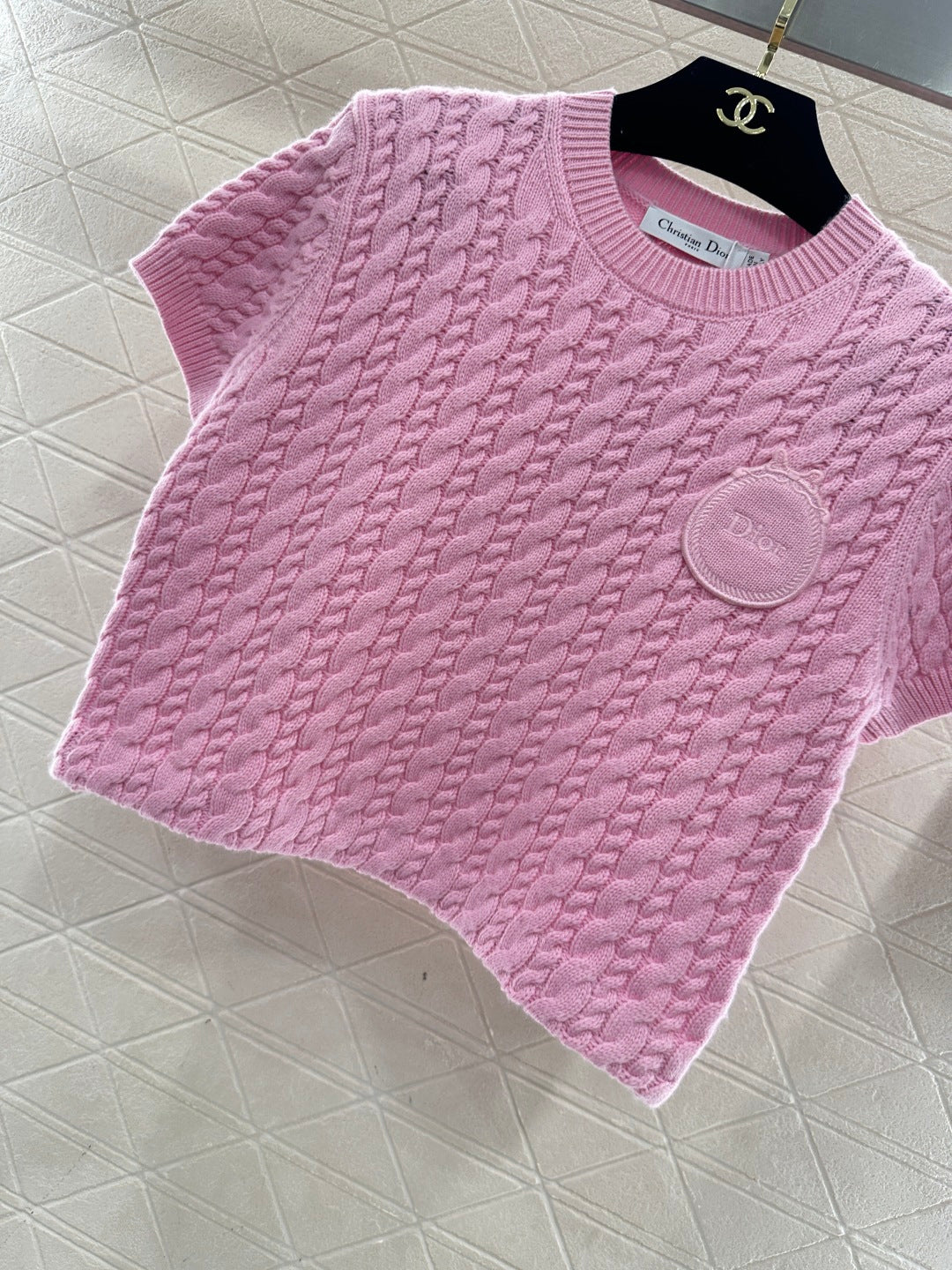 Cable Knit Short-Sleeve T-Shirt