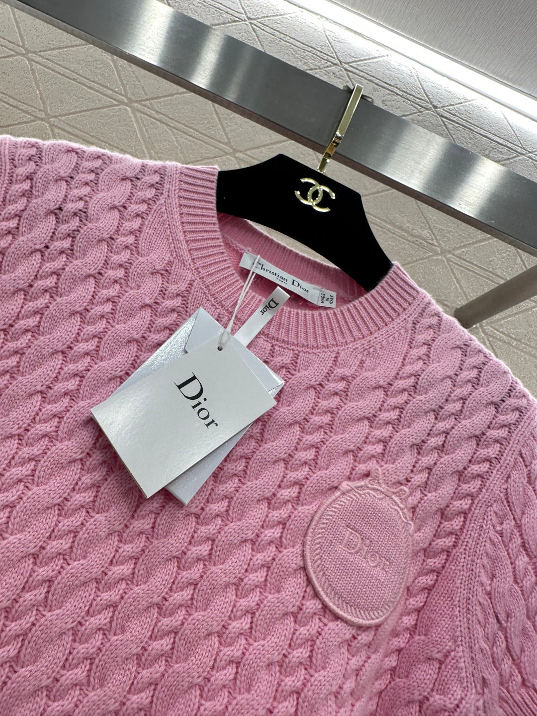 Cable Knit Short-Sleeve T-Shirt