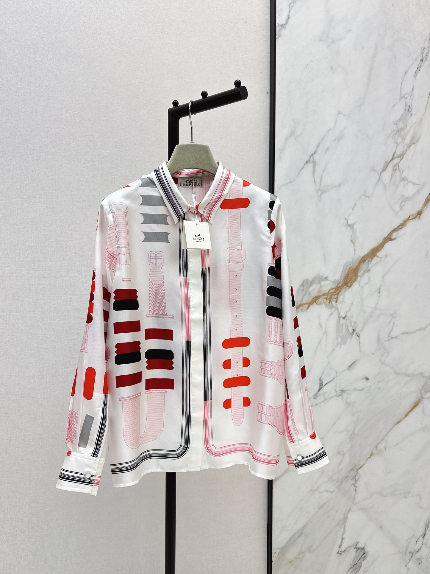 Geometric Print Silk Shirt