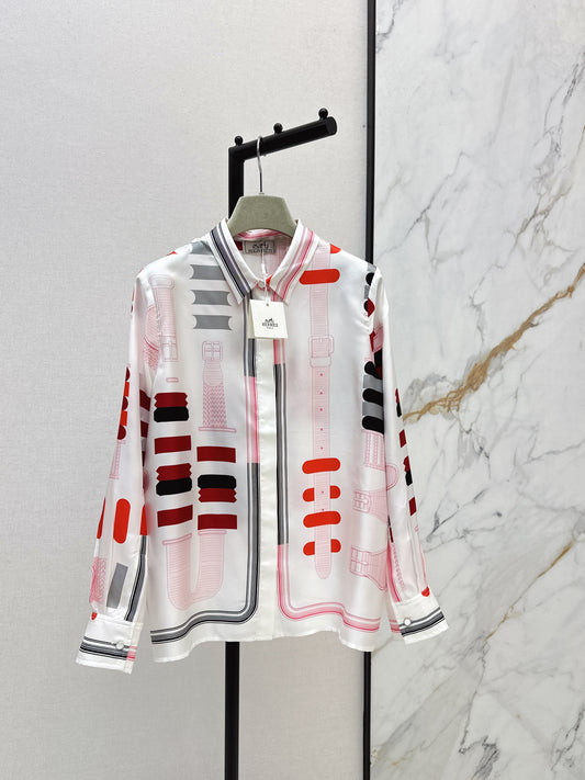 Geometric Print Silk Shirt