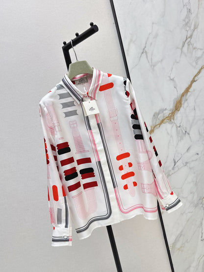Geometric Print Silk Shirt