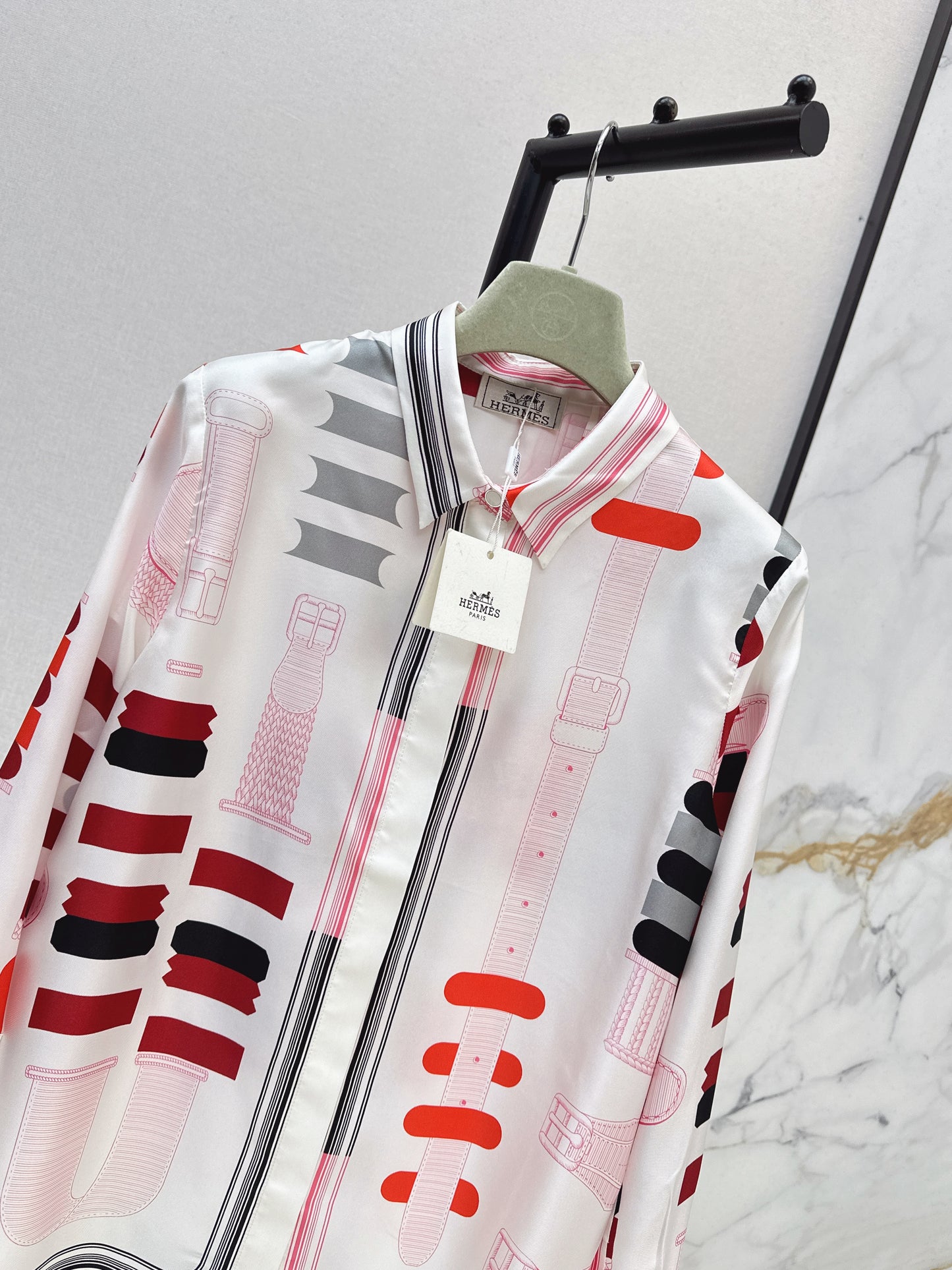 Geometric Print Silk Shirt