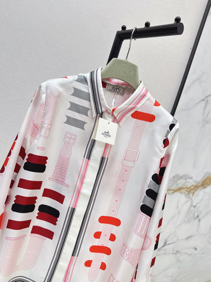 Geometric Print Silk Shirt