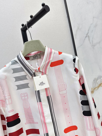 Geometric Print Silk Shirt