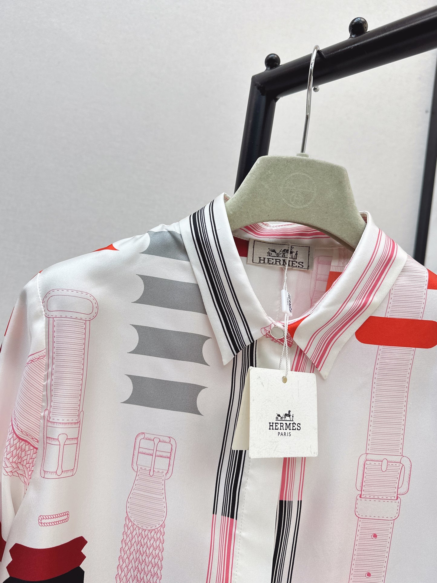 Geometric Print Silk Shirt