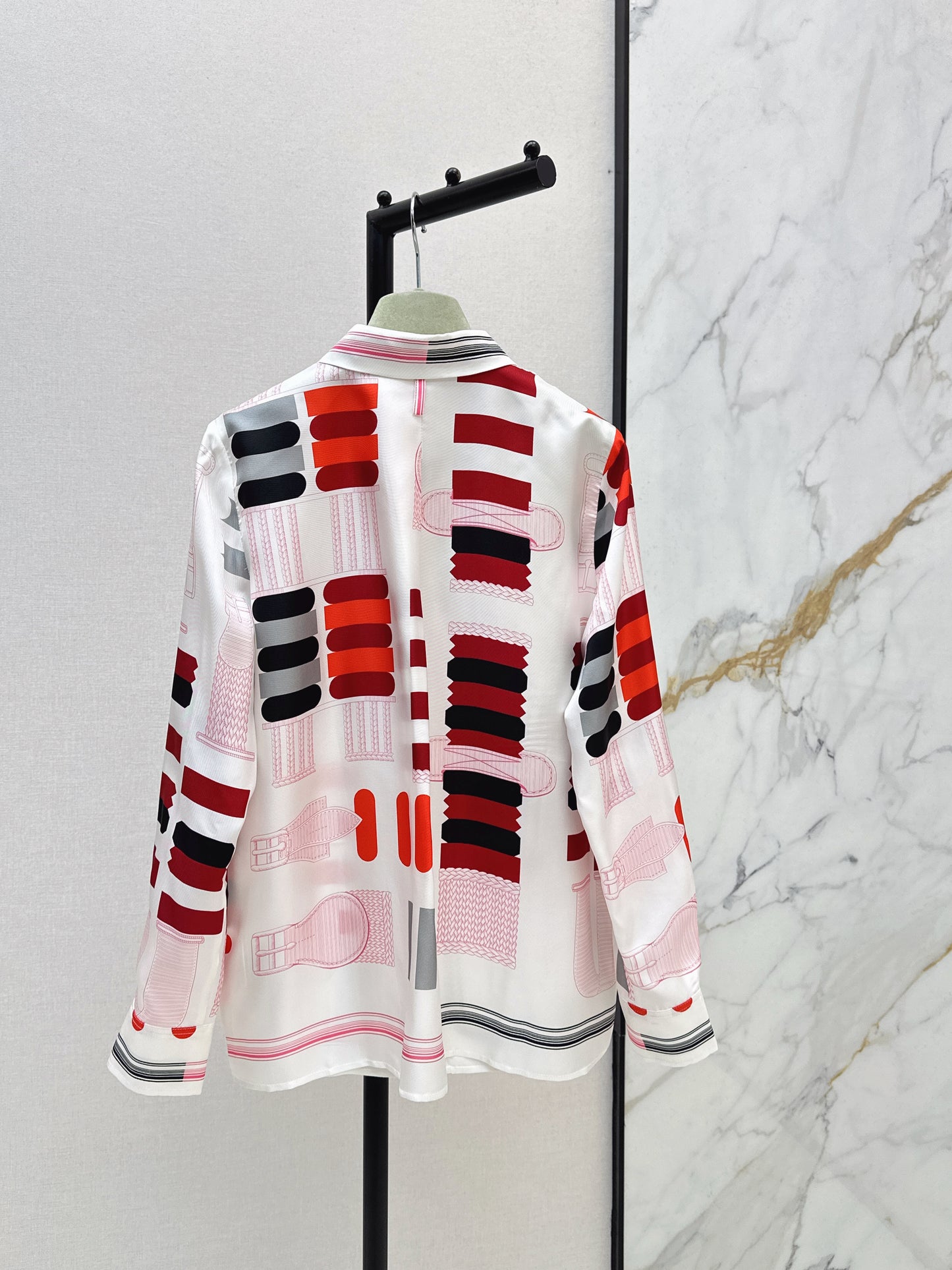 Geometric Print Silk Shirt