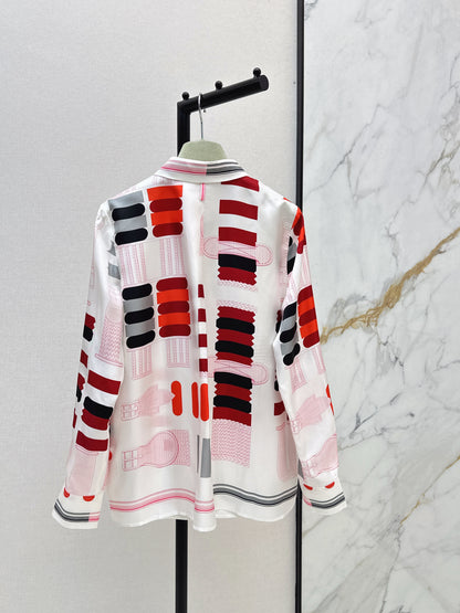Geometric Print Silk Shirt