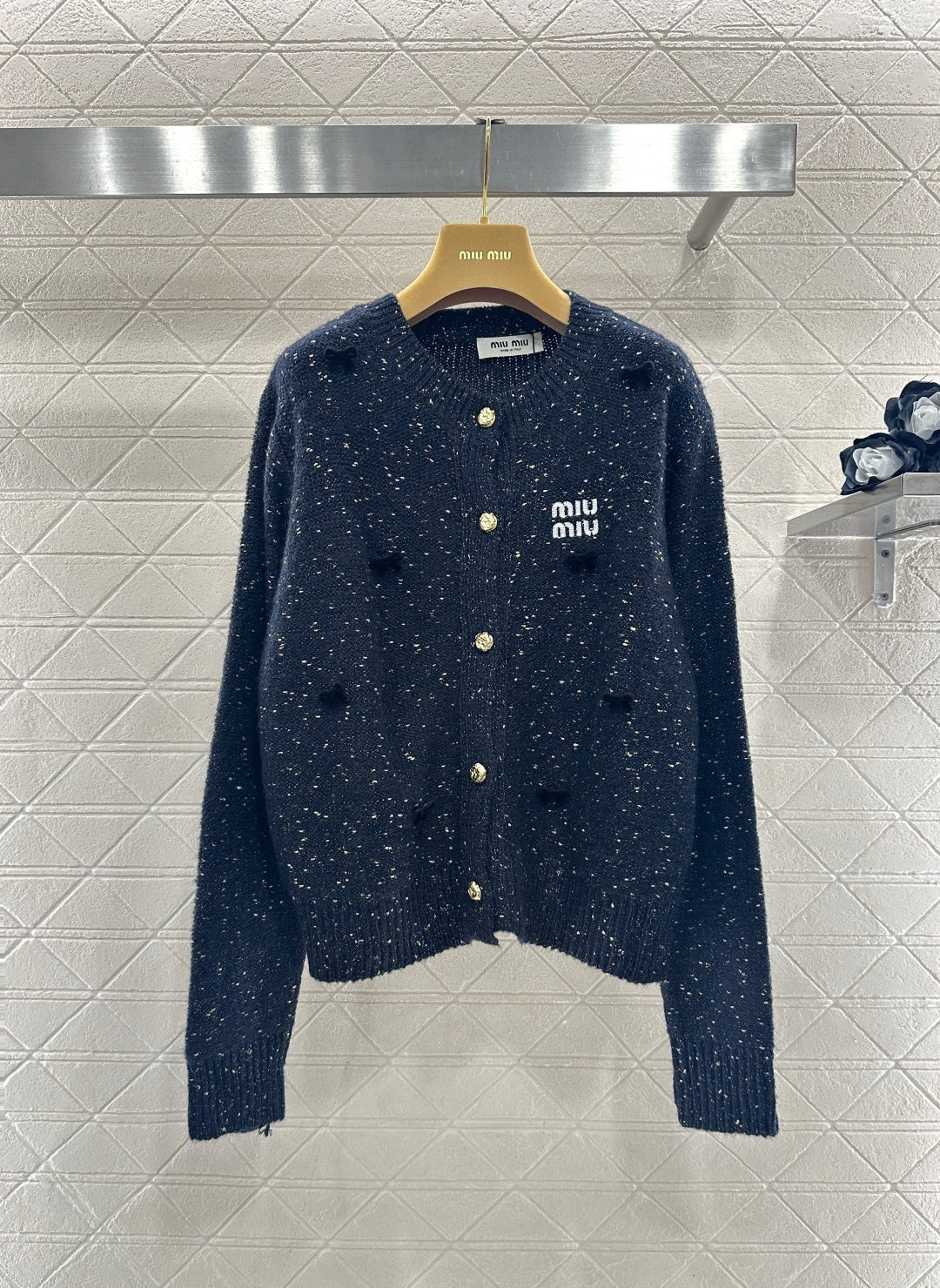 3D Bow Dotted Knit Cardigan