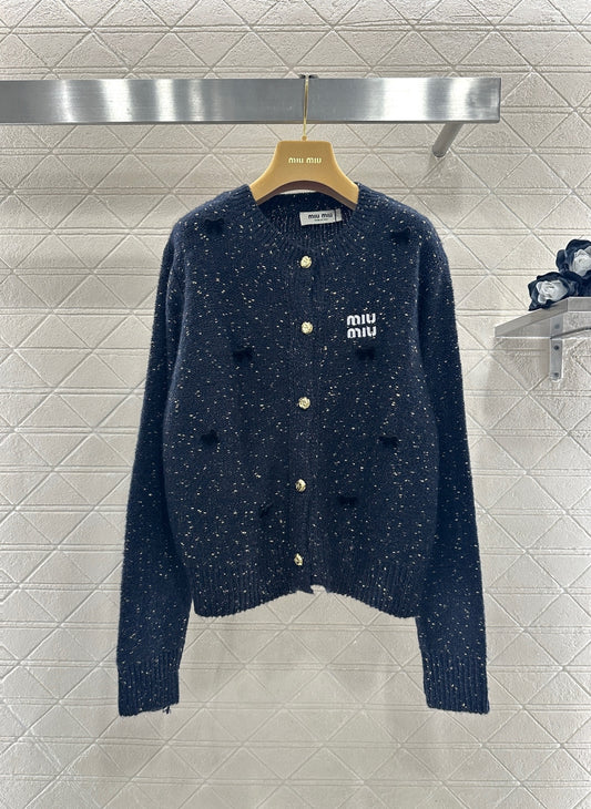 3D Bow Dotted Knit Cardigan