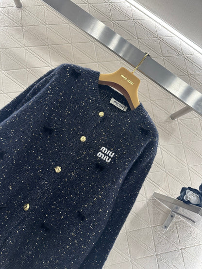 3D Bow Dotted Knit Cardigan