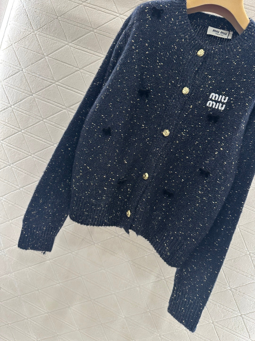 3D Bow Dotted Knit Cardigan