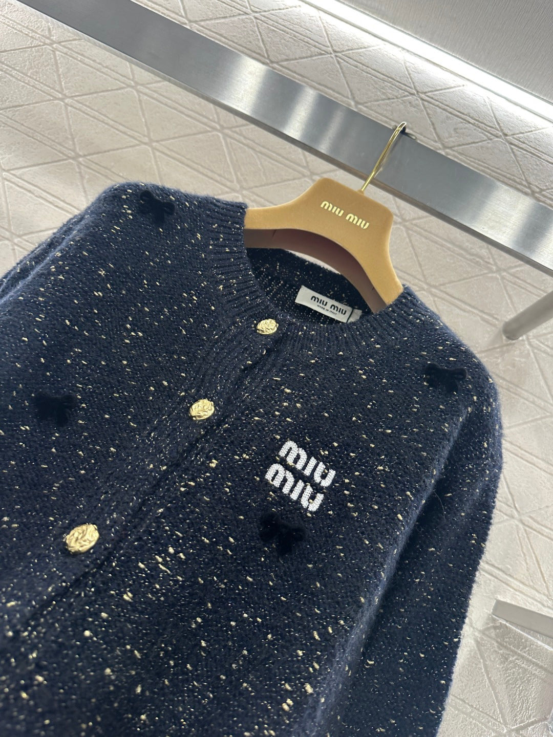 3D Bow Dotted Knit Cardigan