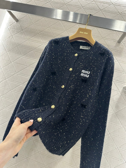 3D Bow Dotted Knit Cardigan