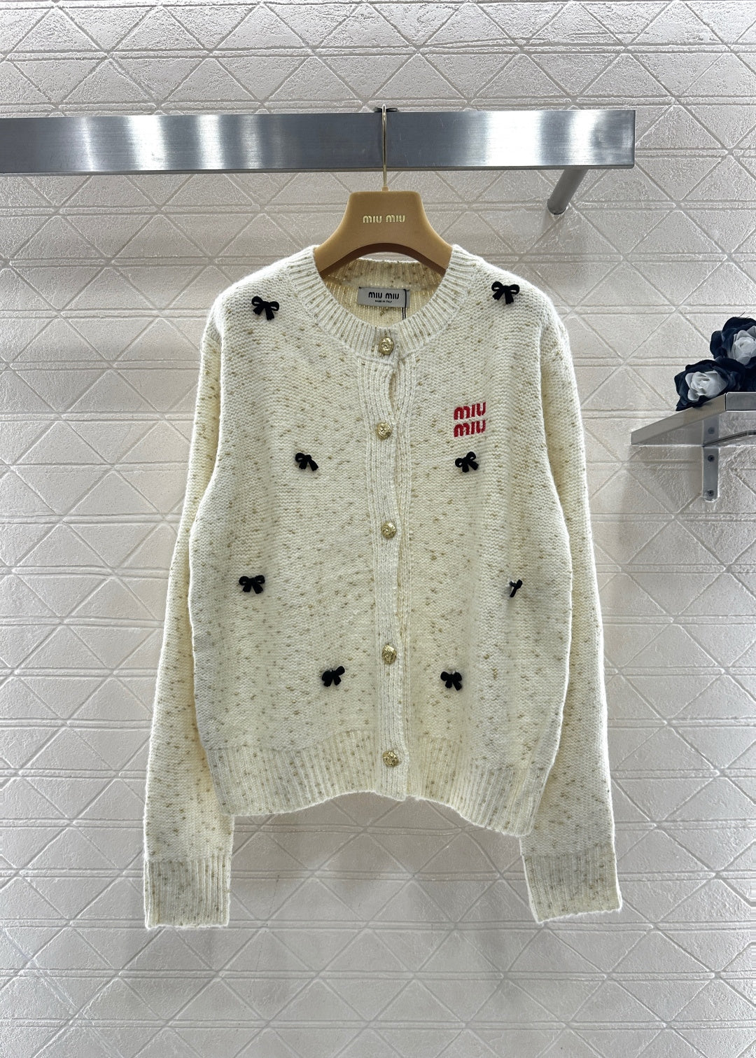 3D Bow Dotted Knit Cardigan