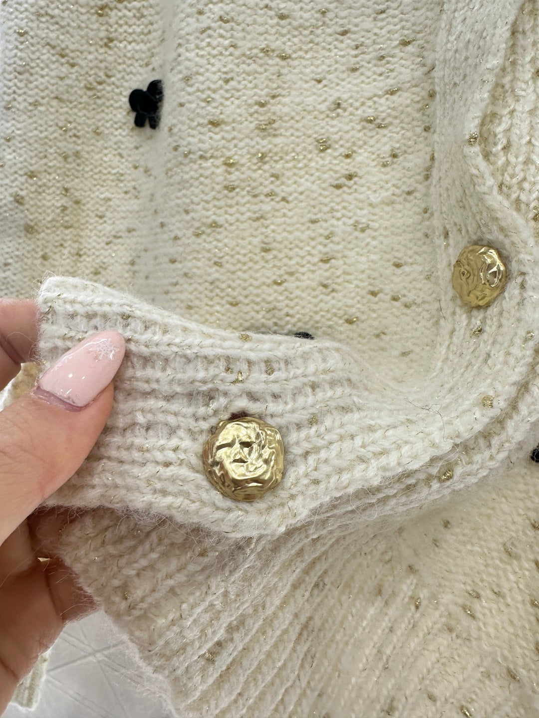 3D Bow Dotted Knit Cardigan