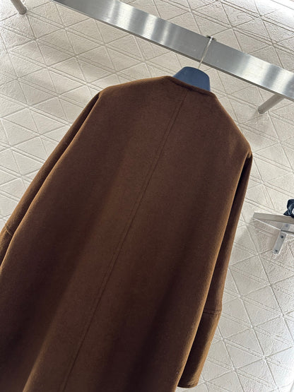 Asymmetrical Bow-Tie Leather Cord Coat