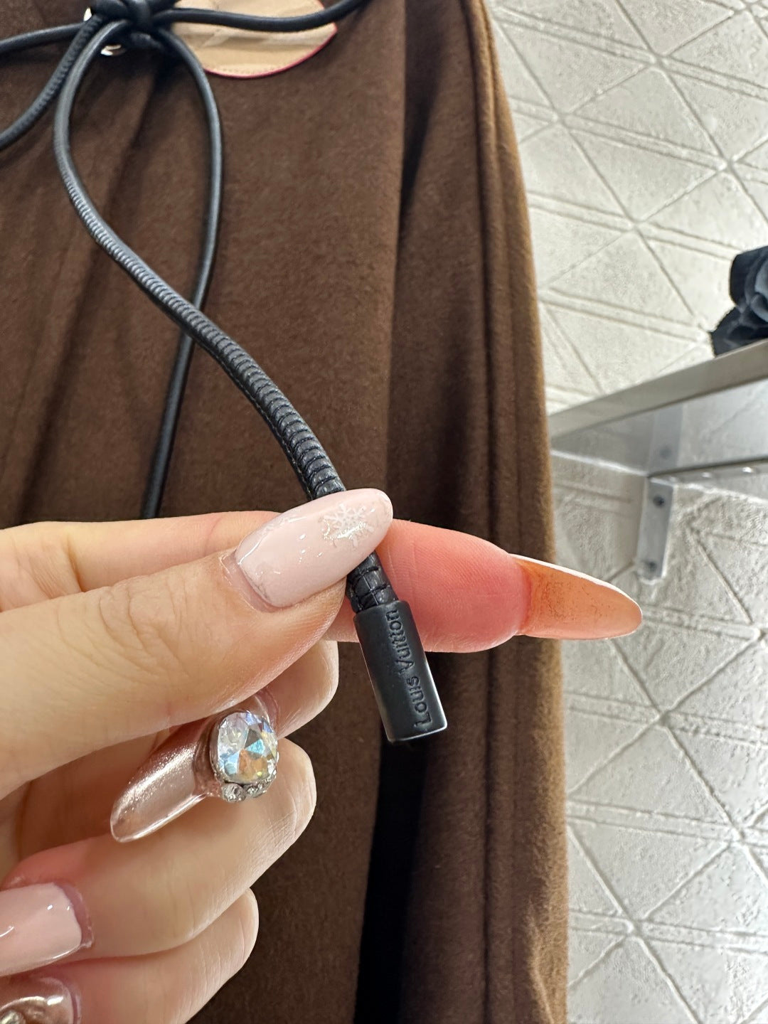 Asymmetrical Bow-Tie Leather Cord Coat