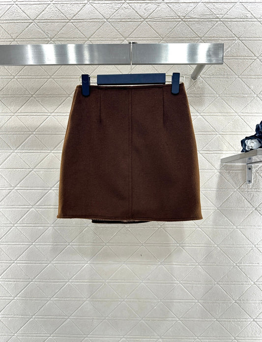 Leather cord midi skirt