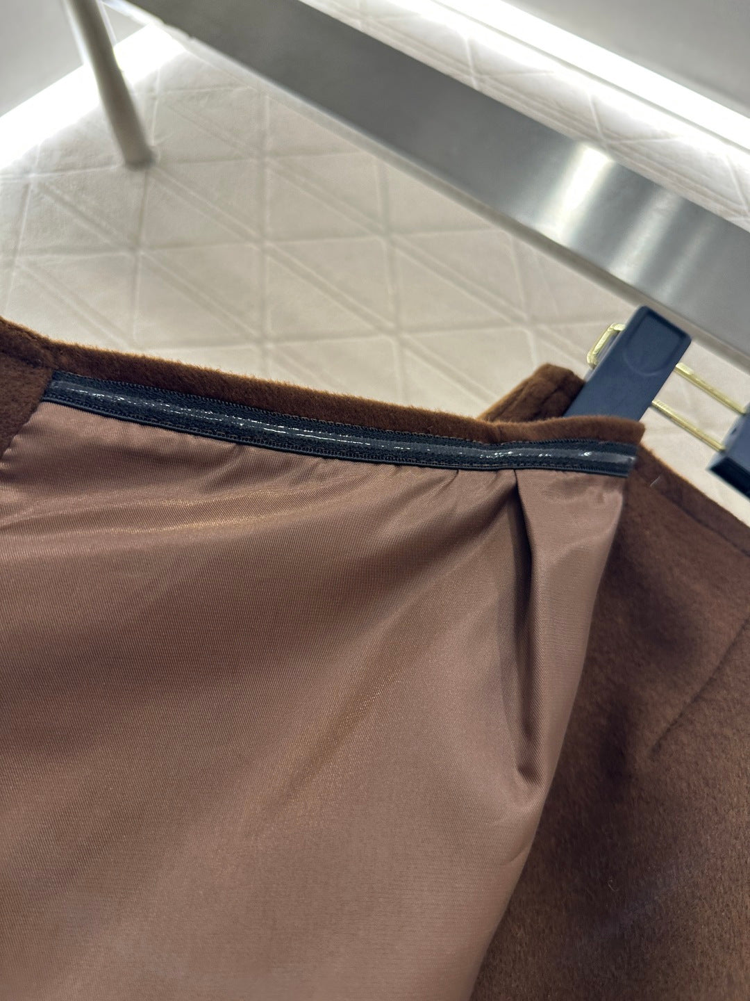 Leather cord midi skirt
