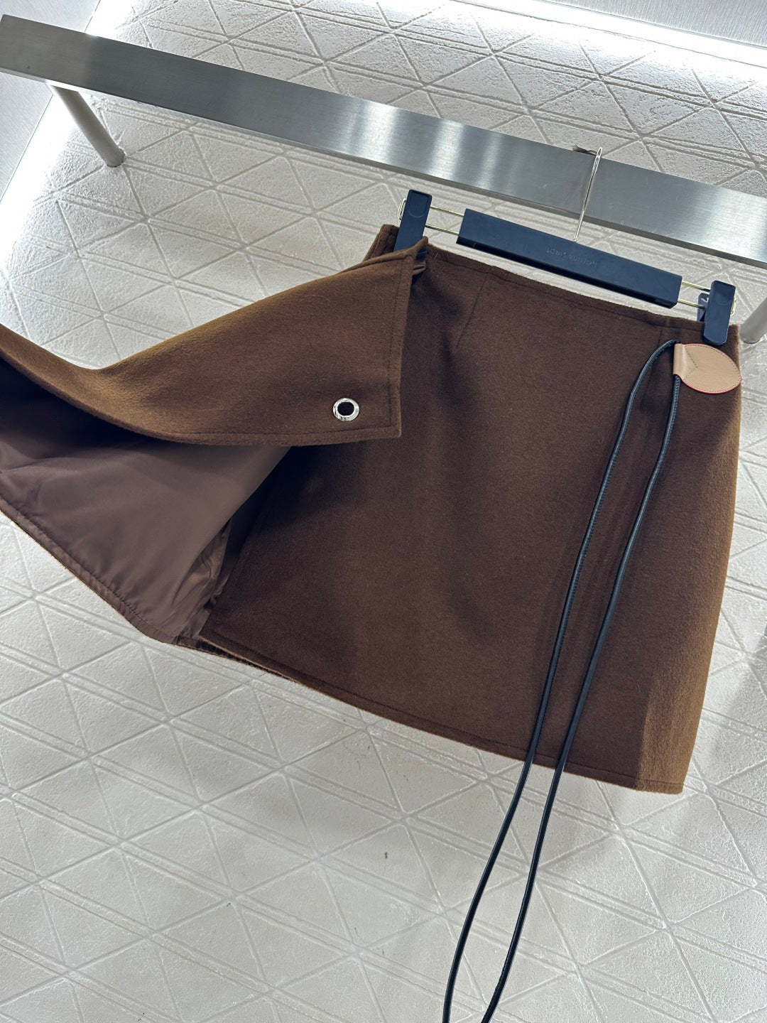 Leather cord midi skirt