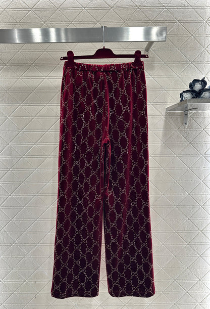 Silk Velvet Rhinestone Trousers