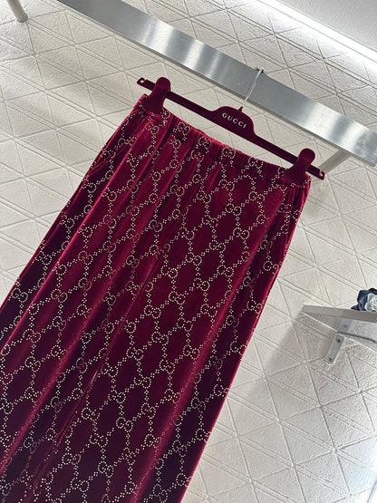 Silk Velvet Rhinestone Trousers