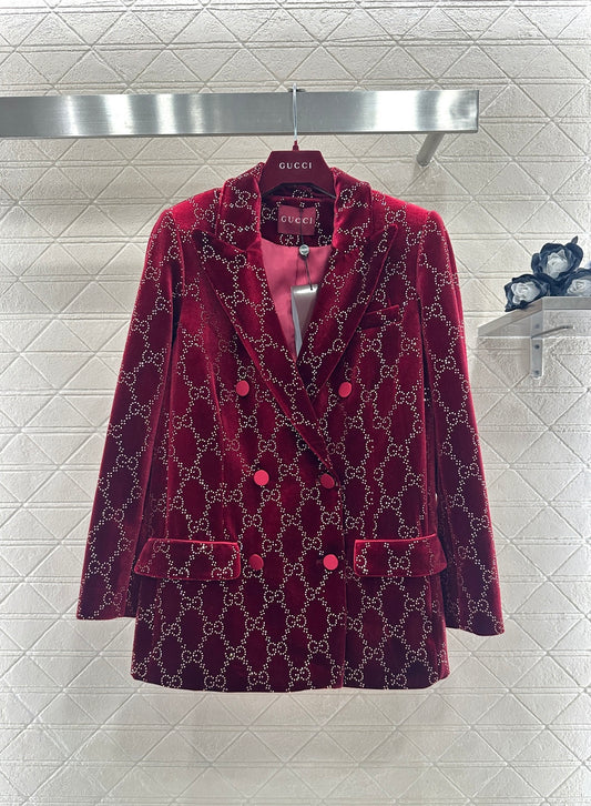 Silk Velvet Rhinestone Suit Jacket