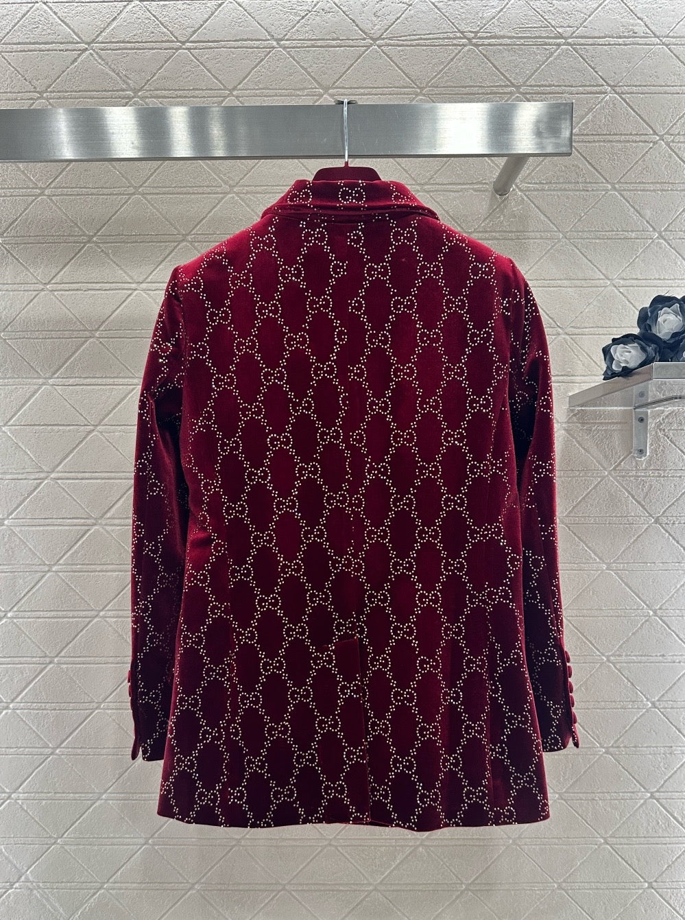 Silk Velvet Rhinestone Suit Jacket