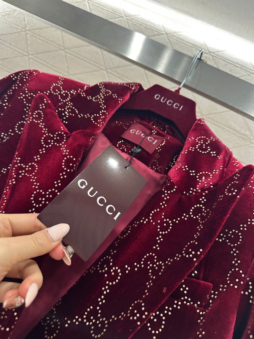 Silk Velvet Rhinestone Suit Jacket