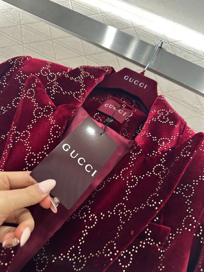 Silk Velvet Rhinestone Suit Jacket