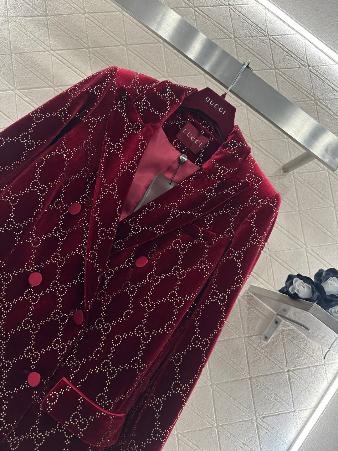 Silk Velvet Rhinestone Suit Jacket