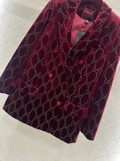 Silk Velvet Rhinestone Suit Jacket