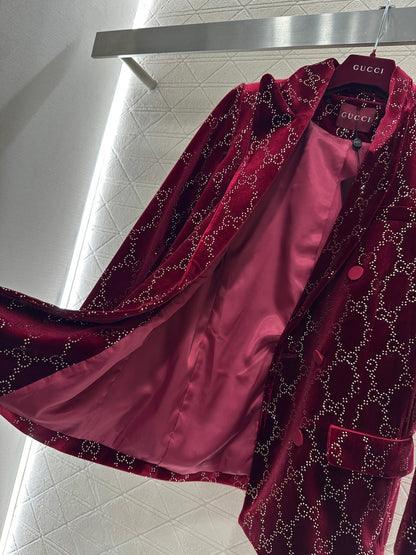 Silk Velvet Rhinestone Suit Jacket