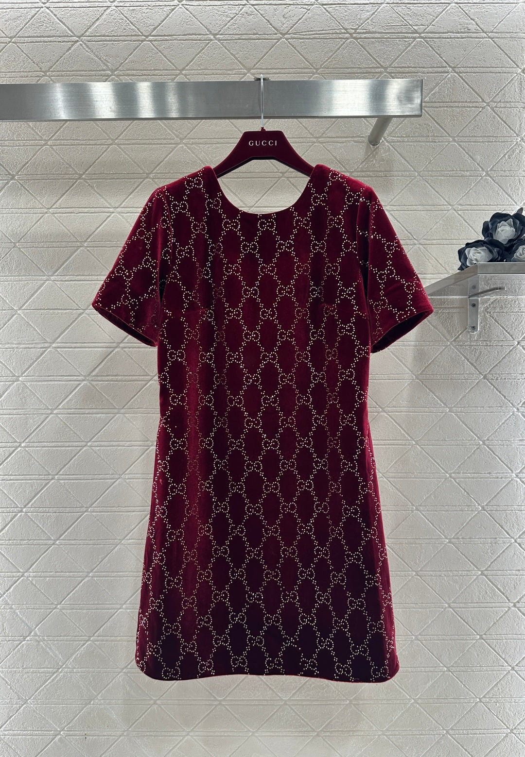 Silk Velvet Rhinestone Dress