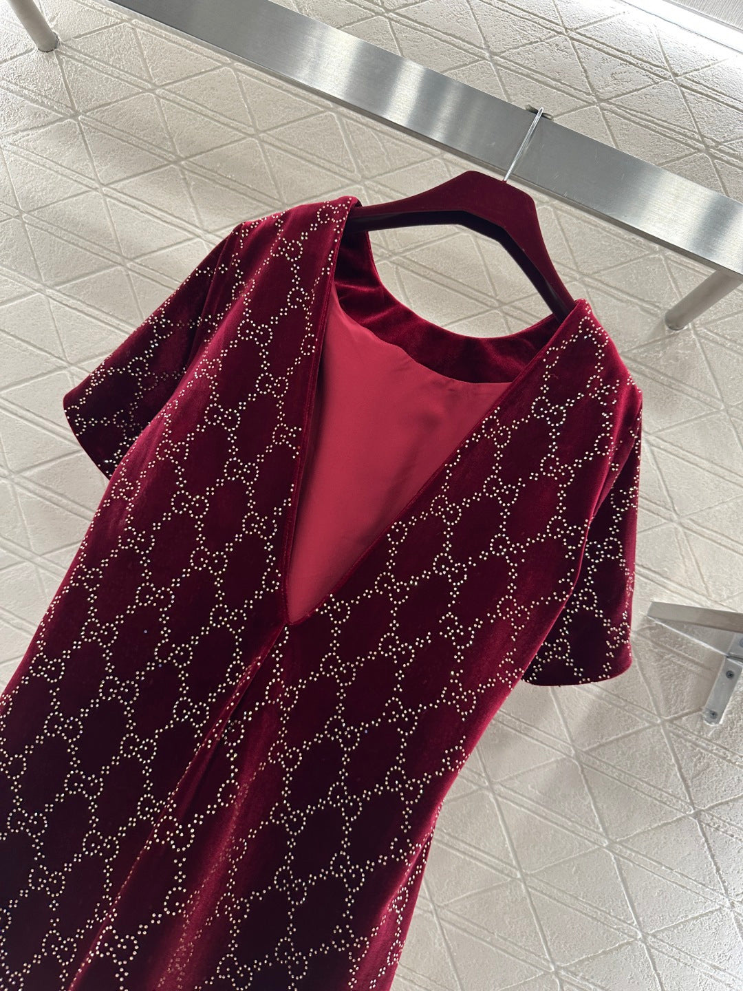 Silk Velvet Rhinestone Dress