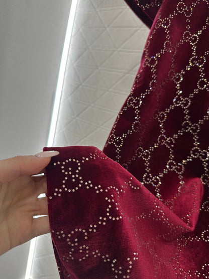 Silk Velvet Rhinestone Dress