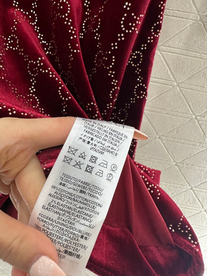 Silk Velvet Rhinestone Dress