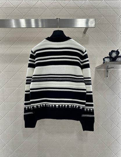 Striped Plush Letter Knit Sweater
