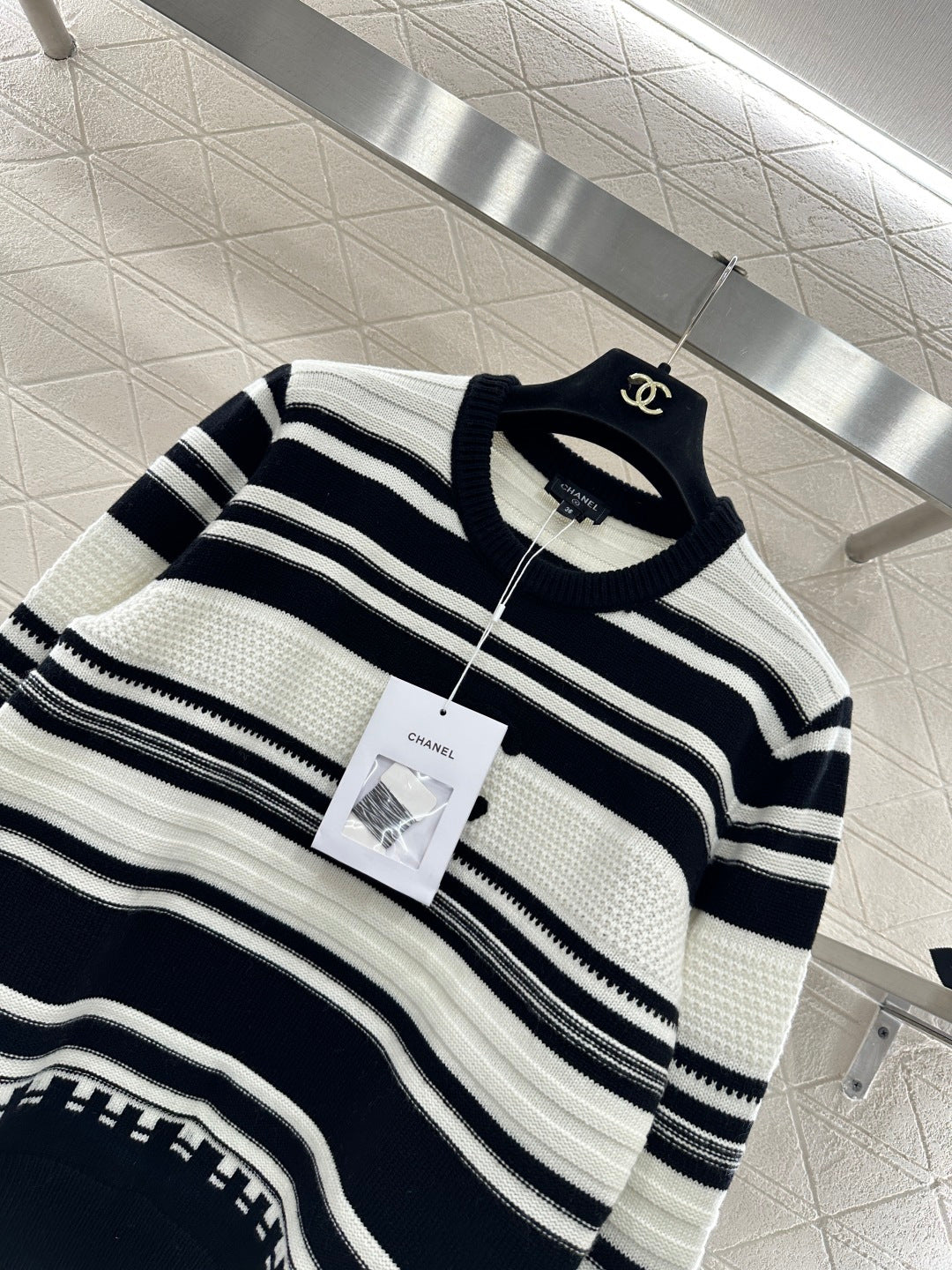 Striped Plush Letter Knit Sweater