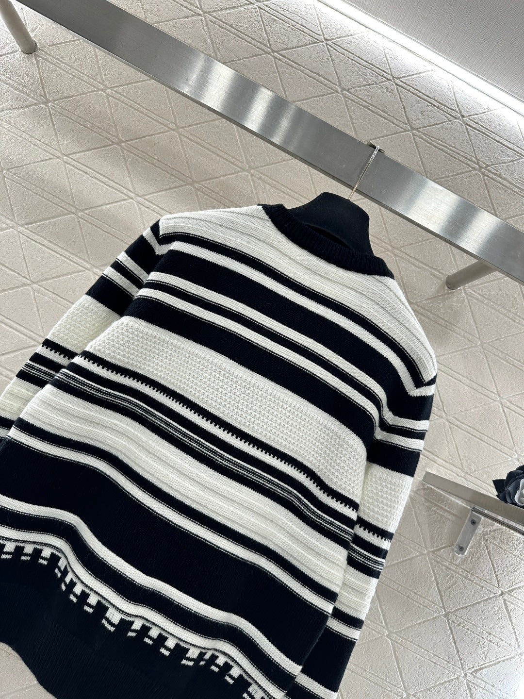 Striped Plush Letter Knit Sweater