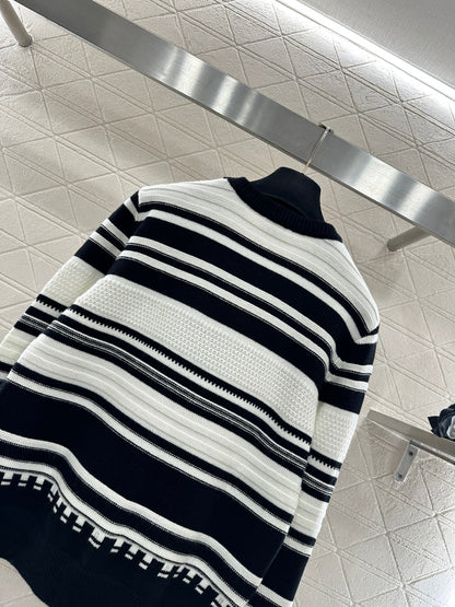 Striped Plush Letter Knit Sweater