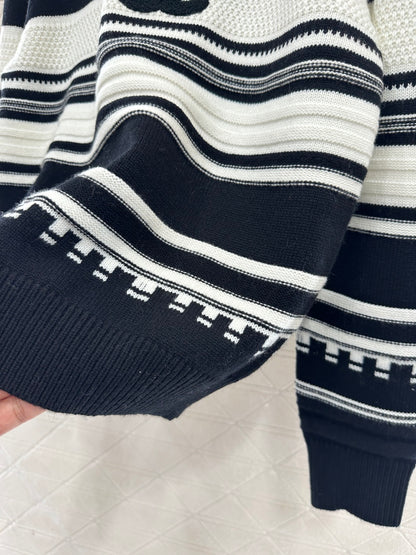 Striped Plush Letter Knit Sweater