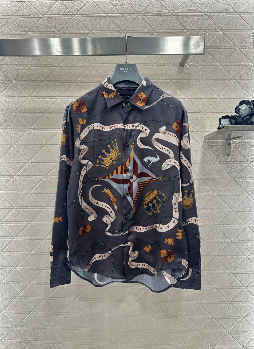 Printed Collared Silk Shirt